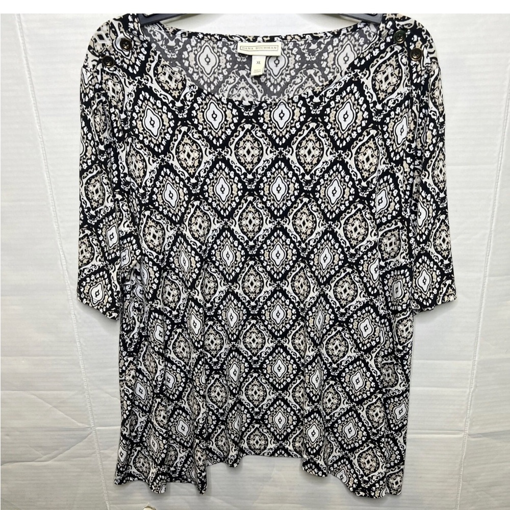 Dana Buchman Geometric Blouse Women's XL Stretch